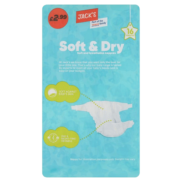 Jack's Soft & Dry Size 4 16 Nappies